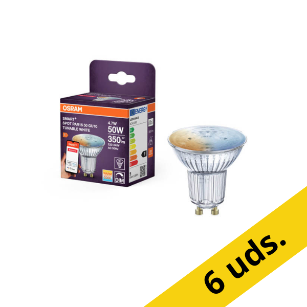 Pack: 6x Osram bombilla inteligente GU10 | 2700-6500K | 45° | Zigbee | 4,7 W (50 W) LOS01962 - 1