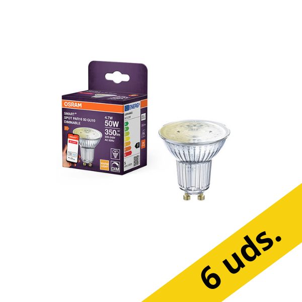 Pack: 6x Osram bombillas LED inteligentes GU10 | 2700K | 45° | Zigbee | 4,7 W (50 W) LOS01960 - 1