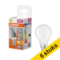 Osram bombilla LED E14 acabado mate 2700K de 1,8W (25W) | Pack 6 uds