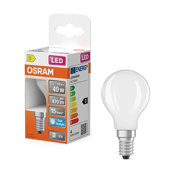 Osram bombilla LED E14 acabado mate 6500K de 3,4W (equivalente a 40W) LOS02178 - 1