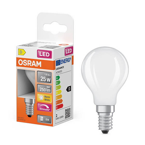Osram bombilla LED E14 acabado mate regulable 2700K de 1,8W (25W) LOS01877 - 1