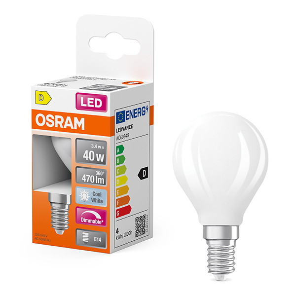 Osram bombilla LED E14 acabado mate regulable 4000K de 3,4W (equivalente a 40W) LOS01801 - 1
