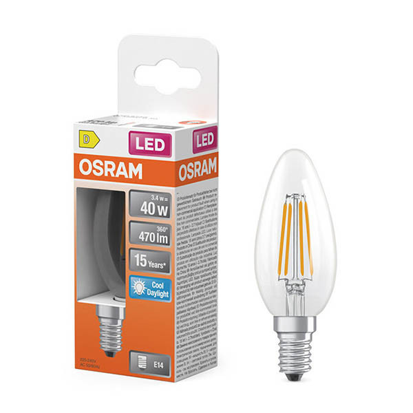 Osram bombilla LED E14 filamento transparente 6500K de 3,4 W (40 W) LOS02146 - 1