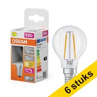 Osram bombilla LED E14 filamento transparente regulable 2700K de 1,8W (25W) | Pack 6 uds