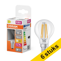 Osram bombilla LED E14 filamento transparente regulable 2700K de 3,4W (40W) | Pack 6 uds
