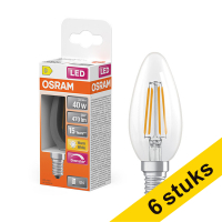 Osram bombilla LED E14 filamento transparente regulable 2700K de 3,4 W (40 W) | Pack 6 uds