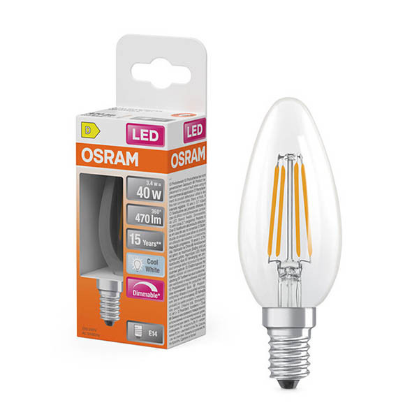 Osram bombilla LED E14 filamento transparente regulable 4000K de 3,4 W (40 W) LOS02128 - 1