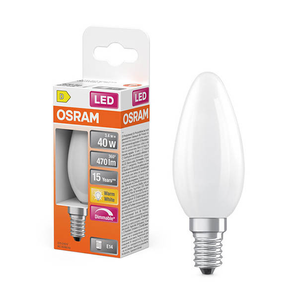 Osram bombilla LED E14 mate regulable 2700K de 3,4 W (40 W) LOS01853 - 1