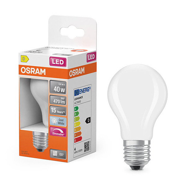 Osram bombilla LED E27 acabado mate regulable 4000K de 3,4W (40W) LOS01813 - 1