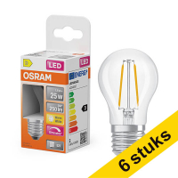 Osram bombilla LED E27 filamento transparente regulable 2700K de 1,8W (25W) | Pack 6 uds