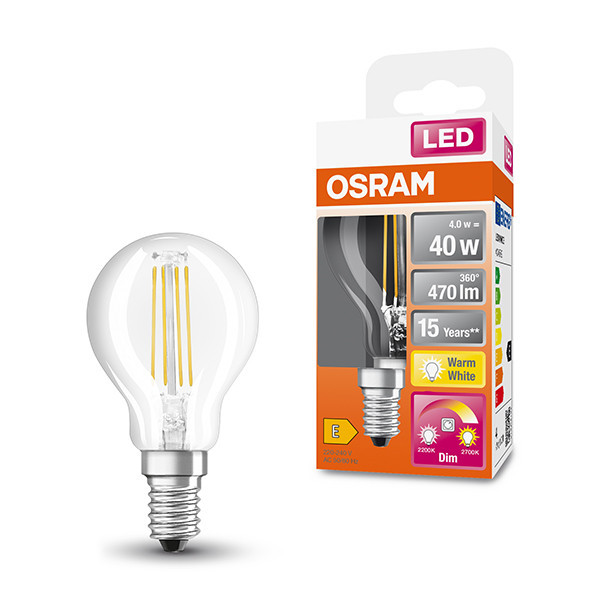Osram bombilla LED GlowDim E14 filamento regulable 2200-2700K de 4W (40W) LOS00366 - 1