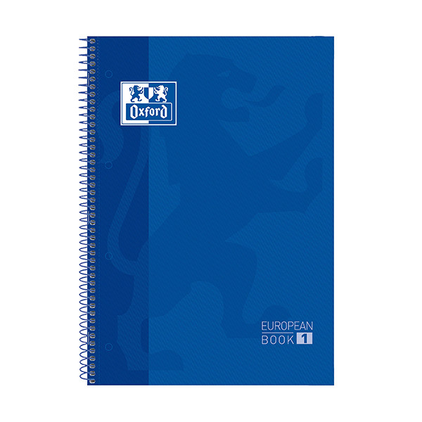 Oxford Classic Europeanbook 1 Cuaderno de espiral A4+ cuadriculado de 5 mm, 90 g/m² y 80 hojas azul oscuro 260294 - 1
