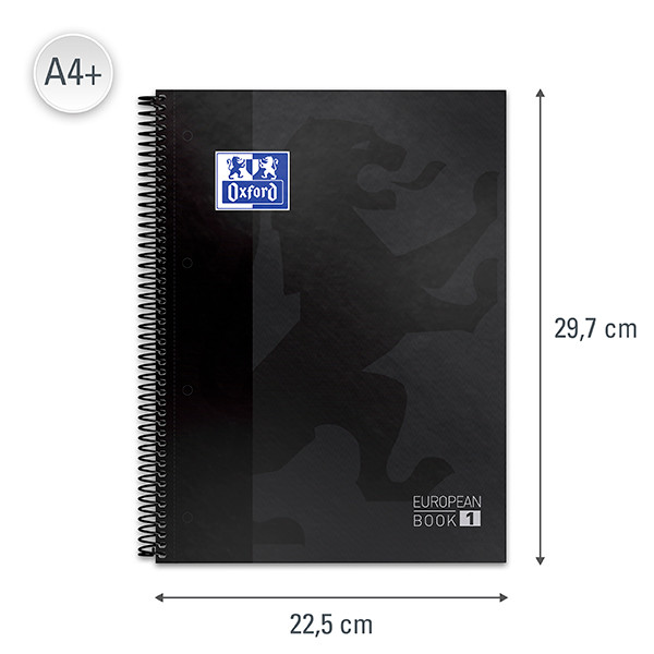 Oxford Classic Europeanbook 1 Cuaderno de espiral A4+ cuadriculado de 5 mm, 90 g/m² y 80 hojas negro 260295 - 3