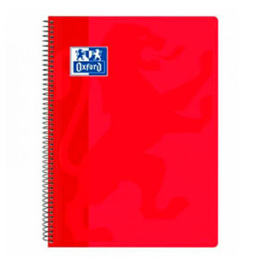 Oxford Cuaderno Espiral Folio Escolar Clásico (80H) (Cuadricula 4mm) Tapa Polipropileno - Rojo 400079660 426038 - 1