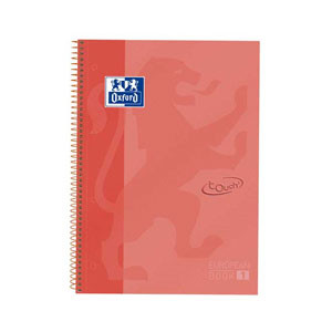 Oxford Cuaderno Espiral Folio Touch (80H) (Cuadricula 5mm) Tapa Extradura - Rojo coral 400075554 426039 - 1