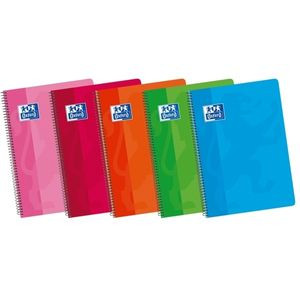 Cuaderno Oxford School Classic 4º de primaria, de tapa blanda con espiral, liso - 80 hojas - Colores surtidos 427539 - 1