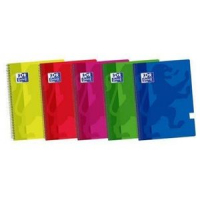 Cuaderno clásico de espiral Oxford School - Tapa de plástico liso - 80 hojas - Colores surtidos 427543