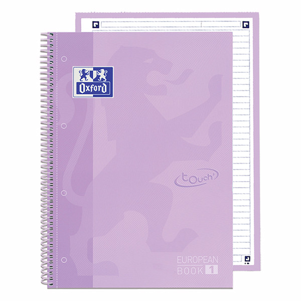 Oxford Touch Europeanbook 1 Cuaderno de espiral A4+ rayado de 90 g/m² y 80 hojas violeta pastel 260291 - 4