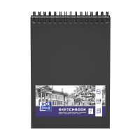 Oxford cuaderno de bocetos negro de tapa dura con espiral tamaño A4 100 gramos (50 hojas) 237635