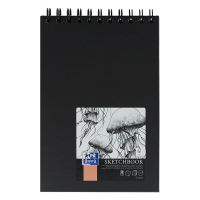 Oxford cuaderno de bocetos negro de tapa dura con espiral tamaño A5 100 gramos (50 hojas) 237633