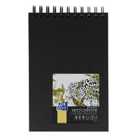 Oxford cuaderno de bocetos negro de tapa dura con espiral tamaño A5 225 gramos (40 hojas) 237634