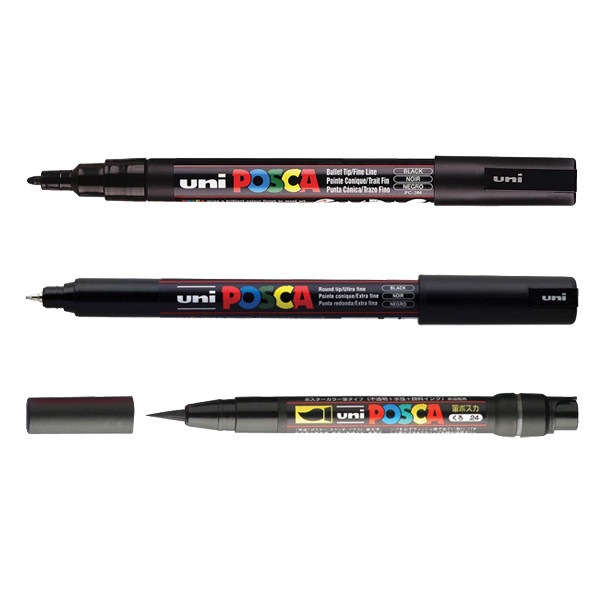 POSCA PC-1MR/PC-3M/PCF-350 rotulador negro (3 unidades)  424250 - 1