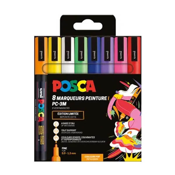 POSCA PC-3M pack rotuladores Pop Colors (0,9-1,3 mm redondos) 8 unidades 425403 - 1
