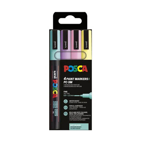POSCA PC-3M pack rotuladores pastel (0,9 - 1,3 mm redondos) 4 unidades 425402 - 1