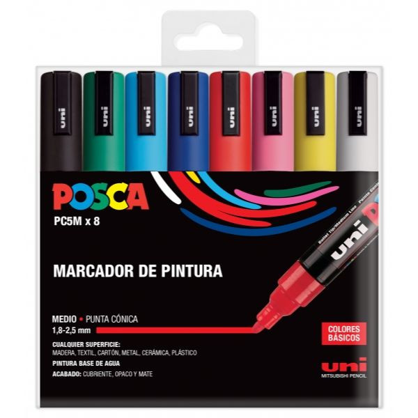 POSCA PC-5M /8C Rotulador (1,8 - 2,5 mm redondo) | Pack 8 uds 427482 - 1