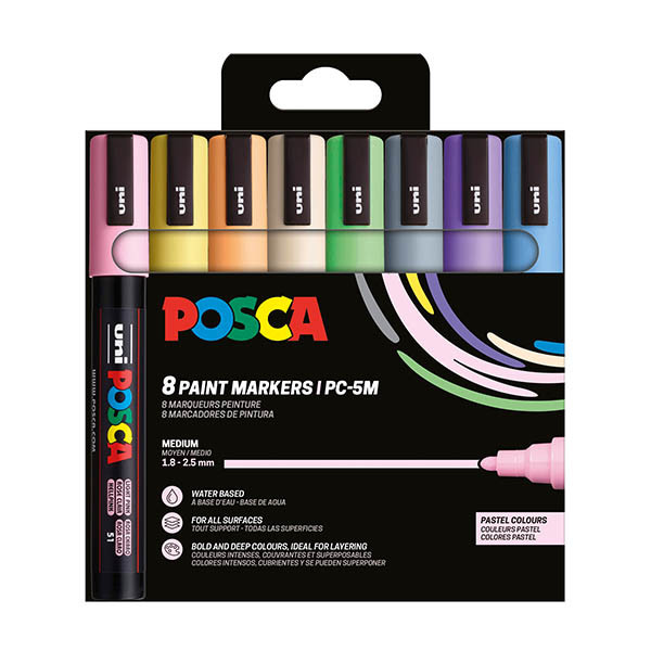 POSCA PC-5M rotulador pastel (1,8 - 2,5 mm redondo) | Pack 8 uds 424170 - 1