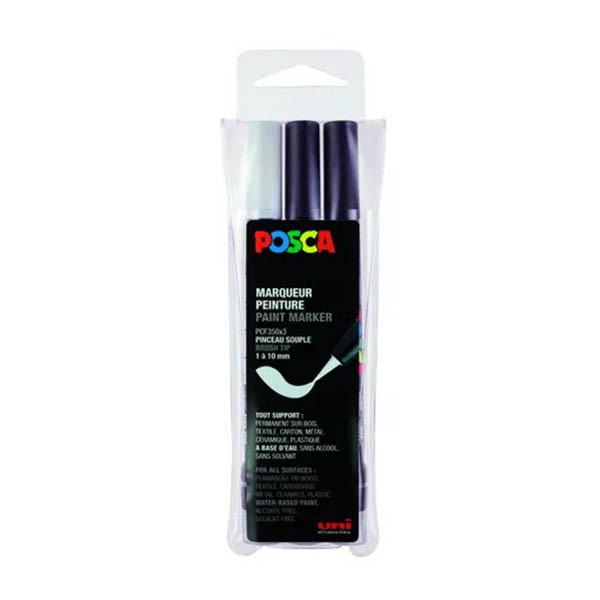 POSCA PCF-350 pack de rotuladores (pincel de 1 mm) 3 unidades