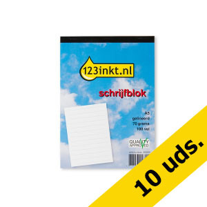 Pack: 10x 123tinta bloc de notas A5 rayado 70 gramos (100 hojas)  300788 - 1