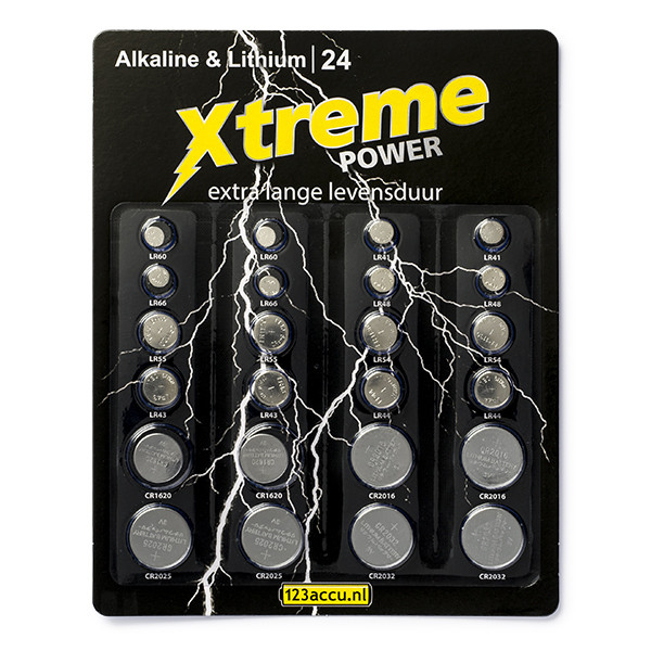 Pack: 123tinta Xtreme Power pilas de botón CR1620 CR2016 CR2025 CR2032 LR41 ADR00048 - 1