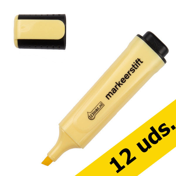 Pack: 12x Subrayador amarillo pastel 123tinta punta biselada  300493 - 1