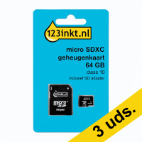 Pack: 3x 123tinta Tarjeta de memoria Micro SDXC clase 10 con adaptador - 128 GB 302955