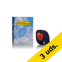 Pack: 3x Dymo S0721630 / 91203 cinta plástica roja 12 mm (marca 123tinta) S0721630C 650562