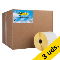 Pack: 3x Zebra Z-Select 2000D (800264-255) etiquetas 102 x 64 mm (12 rollos) (marca 123tinta) 800264-255C 650732