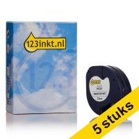 Pack: 5x 123tinta cintas de plástico Dymo S0721660 / 91221 blancas de 12 mm 653099