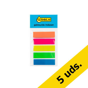 Pack: 5x 123tinta marcapáginas de colores 45 x 12 mm (5 x 25 pestañas)  301084 - 1