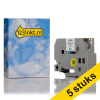 Pack: 5x 123tinta rollos de cinta adhesiva extra negra sobre blanco de 18 mm reemplazan la Brother TZe-S241. 653083