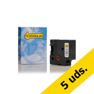 Pack: 5x Dymo S0718120 / 18489 IND Rhino tape nylon flexible negro sobre blanco 19 mm (marca 123tinta) 650578 - 1
