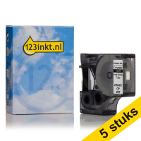 Pack: 5x Dymo S0718300 / 18055 IND Rhino cinta termorretráctil negro sobre blanco 12 mm (marca 123tinta) S0718300C 650587