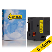 Pack: 5x Dymo S0718470 / 18433 IND Cinta de vinilo Rhino negro sobre amarillo 19 mm (marca 123tinta) S0718470C 650592