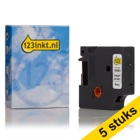 Pack: 5x Dymo S0718580/18443 IND Rhino tape vinilo negro sobre blanco 9 mm (marca 123tinta)