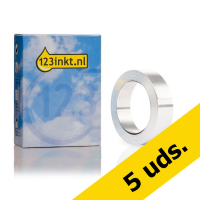 Pack: 5x Dymo S0720170 / 32500 Cinta de acero inoxidable Rhino sin capa adhesiva plateada 12 mm (marca 123tinta) S0720170C 650613
