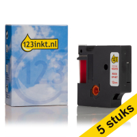 Pack: 5x Dymo S0720550 / 45015 cinta rojo sobre blanco 12 mm (marca 123tinta)