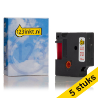 Pack: 5x Dymo S0720550 / 45015 cinta rojo sobre blanco 12 mm (marca 123tinta) S0720550C 650597