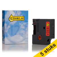 Pack: 5x Dymo S0720570 / 45017 cinta negra sobre roja 12 mm (marca 123tinta) S0720570C 650581