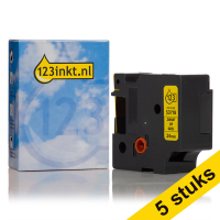Pack: 5x Dymo S0720980 / 53718 cinta negra sobre amarilla 24 mm (marca 123tinta)