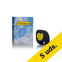 Pack: 5x Dymo S0721620 / 91202 cinta plástica amarilla 12 mm (marca 123tinta) S0721620C 650534